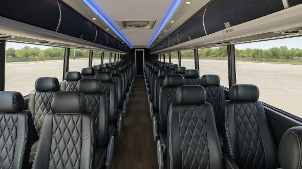 Interior of Charter Bus Company Buffalo Grove's 50 Passenger Charter Bus in Buffalo Grove