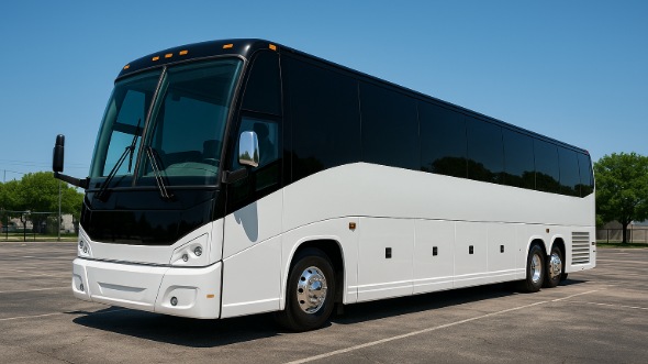 Exterior of Charter Bus Company Buffalo Grove's 55 Passenger Charter Bus in Buffalo Grove
