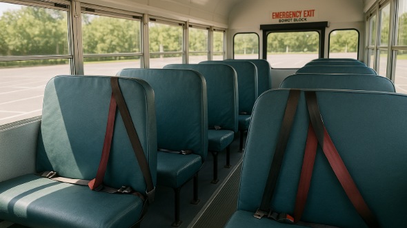 Interior of Charter Bus Company Buffalo Grove's School Bus in Buffalo Grove